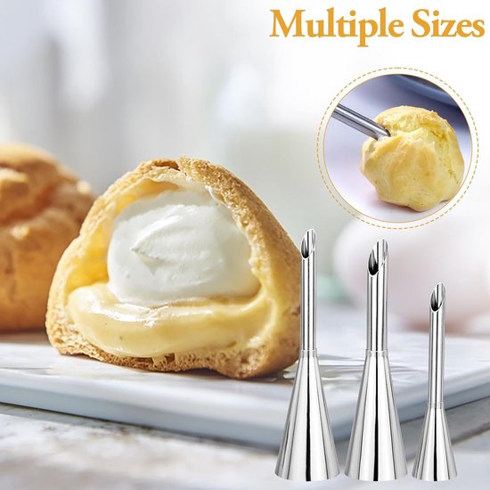 stainless steel piping nozzles - Cream piping nozzles - Piping nozzles - Accessories for filling jam, puff pastry, donuts, bread, pastries