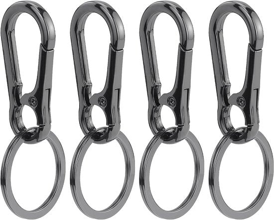 Set of 4 Carabiner Keychains - Small Metal Carabiners - Detachable - Suitable for Car Keys - Carabiner Keychains for Backpacking, Camping and Travel - Keychain Hook