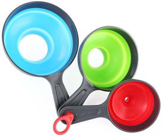 Mini Funnel - 3 in 1 Funnel - Funnel - Kitchen Funnel Set - Various Sizes - 12cm/10cm/8cm - Can be used to store jars, filling bottles, measuring cups and small amounts of spices, etc.