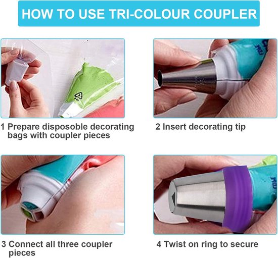 set of 27 cake decorating tips - 12 flower-shaped tips - cake decorating tip set - baking supplies for cookies and cupcakes - 2 leaf-shaped tips - 2 adapters - 10 piping bags