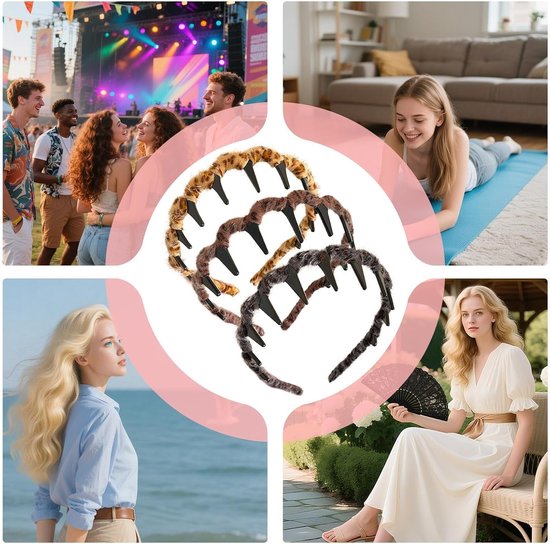 Set of Three Retro Non-slip Double-Sided Headbands - Highly elastic retro headband - Suitable for fitness, cosplay, sports, formal occasions and daily use; suitable for women and girls.