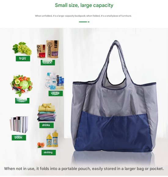 Portable foldable shopping bag - storage bag - supermarket bag - large Oxford cloth bag - eco-friendly bag - blue
