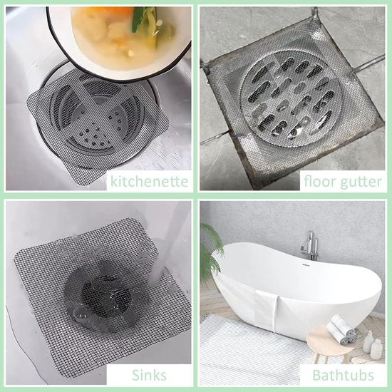 100-Piece Shower Drain Filter - Sticky Hair Shower Filter - Sink Filter, Bathtub, Bathroom & Kitchen Shower Drain Filter Sticker - 10cm - Gray