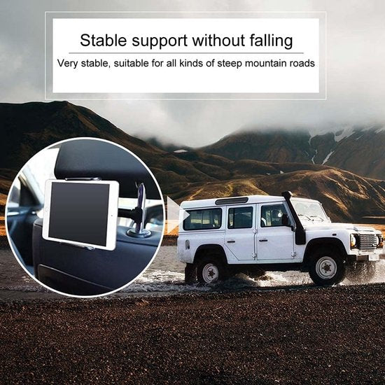 Smartphone holder - Multifunctional car phone holder with clip - Adjustable phone holder - Telescopic phone holder - Car phone holder for headrest, Car tablet holder for back seat - Black