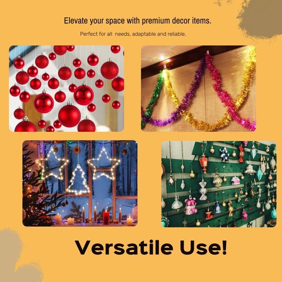 Hooks - (100 pieces per pack) - Self-adhesive hooks - Self-adhesive hooks - Self-adhesive ceiling hooks - Super strong adhesion - Small and transparent - Will not damage walls - No drilling required - Removable - Suitable for holidays, weddings,