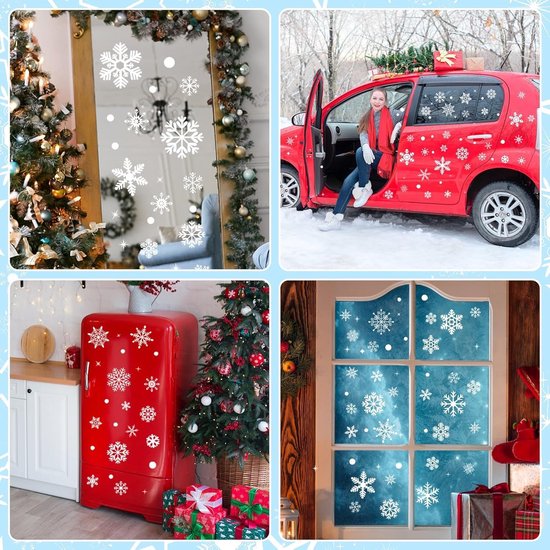 Christmas window stickers - Christmas - Window decorations - Stickers - Christmas decorations - 192 pieces PVC Christmas window decorations - Including Christmas snowflake and snowman patterns - Printed on both sides - For Christmas decorations