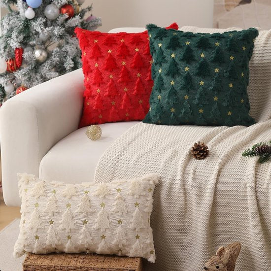 Christmas Pillowcase Set - Set of 2 - Winter Christmas Themed Cushion Covers - Christmas Decorations - Soft Christmas Cushions, Christmas Covers - 45 x 45 cm - Elegant Christmas Decoration Cushion Covers for the Living Room (Pillow filling not included)