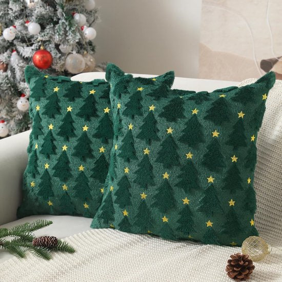 Christmas Pillowcase Set - Set of 2 - Winter Christmas Themed Cushion Covers - Christmas Decorations - Soft Christmas Cushions, Christmas Covers - 45 x 45 cm - Elegant Christmas Decoration Cushion Covers for the Living Room (Pillow filling not included)