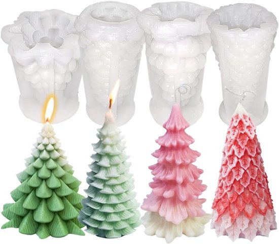 Mold - 4 pieces - Candle mold - Silicone Christmas tree mold set - Mold - Christmas gift