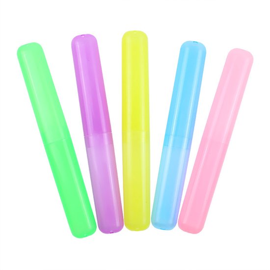 5-Pack - Portable Toothbrush Storage Box - Dustproof Toothbrush Storage Box(Pink + Green + Rose Red + Yellow + Blue)