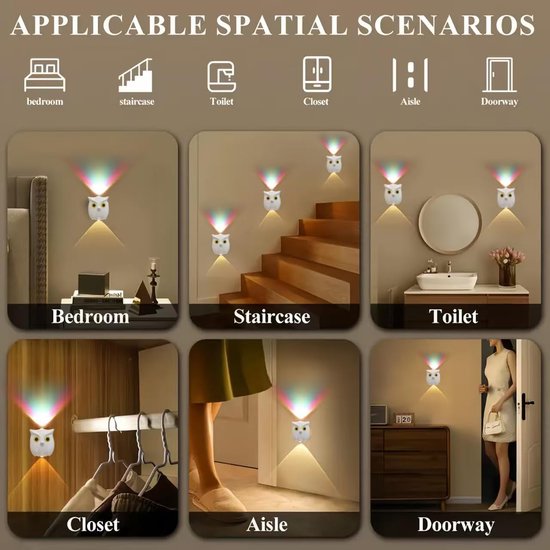 Night light - Mood lamp - LED lighting - Night lamp - LED cabinet light and stair light with sensor - Two-tone - USB rechargeable night light - Magnetic mounting - For children's room, bedroom, hall or corridor, etc. (White)