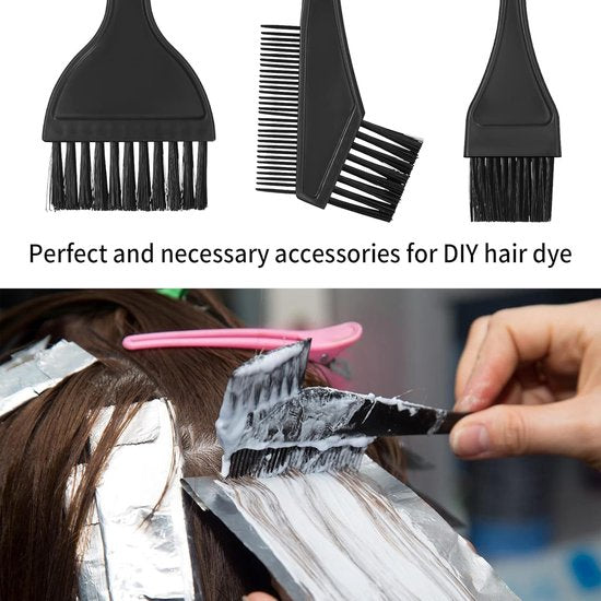 Hair Dye Brush - 4-Piece Hair Dye Brush Set - Hair Dye Brush and Mixing Bowl Set - Double-Sided Hair Dye Brush - Hair Styling Tools - DIY Hair Dye Comb Set - Includes Mixing Bowl - Black