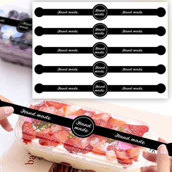 Stickers - 50 sheets - Baking stickers - Strip stickers - DIY baking stickers - Sealing stickers for cake boxes and dessert packaging