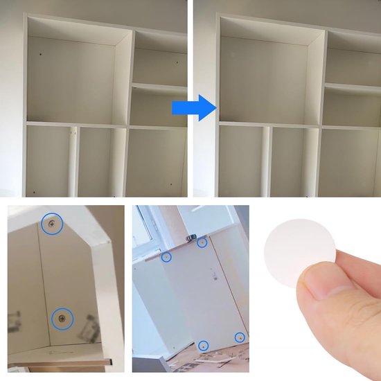 Screw Hole Stickers - 350 White Stickers - Self-adhesive screw covers - Suitable for screw holes in desks, cabinets and furniture.