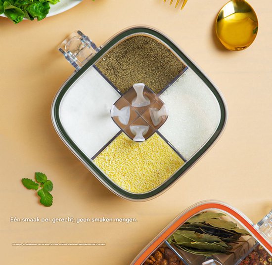 Spice jar - 4-in-1 spice jar - Spice jar with spoon - Storage box - All-in-one spice bottle - Suitable for storing salt, pepper and spices