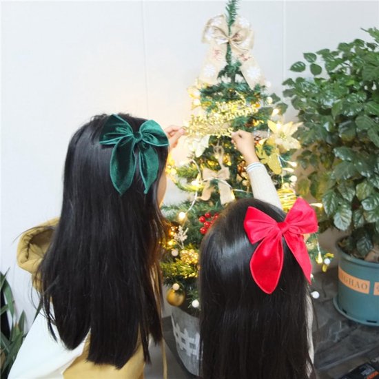 Hairclips - Set of 4 - Hair accessories - Hairclips with bows - Accessories suitable for little girls and mothers - Red, green, white and checked