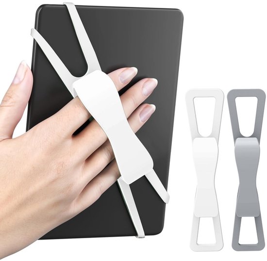 2-Pack Hand Rests for E-Readers & Tablets - Non-Slip & Comfortable to Hold - Suitable for 4.7-8 Inch Screens - White + Gray