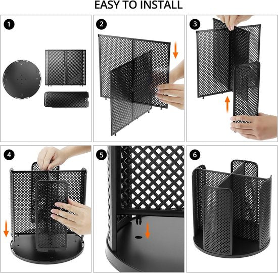 Rotating paper cup dispenser - cup holder with 4 compartments - with 360° turntable - suitable for kitchens, bathrooms and coffee bars - black