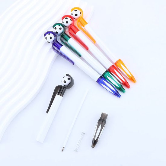 5-Pack Football Ballpoint Pens - Retractable & Non-Slip Grip - 1.0mm Black Ink for Smooth Writing