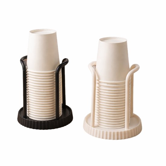 Disposable cup holder for paper cups - practical cup holder - paper cup dispenser for the desk - cup dispenser - Multifunctional paper cup holder - set of two (black, white)