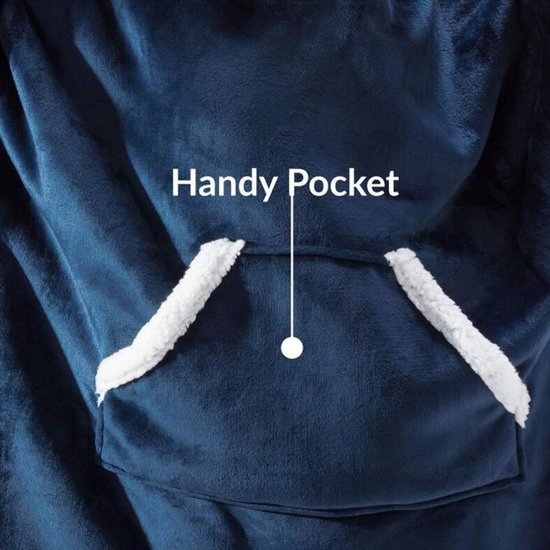 Hooded Blanket with Sleeves - Soft Sherpa Fleece - For Adults - As Homewear & Sleeping Robe - Black