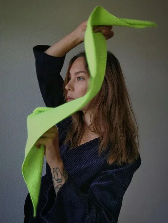 Triangular Knitted Scarf - Soft Acrylic Fabric - As a Scarf, Shawl or Blanket - In Solid Colors - Black