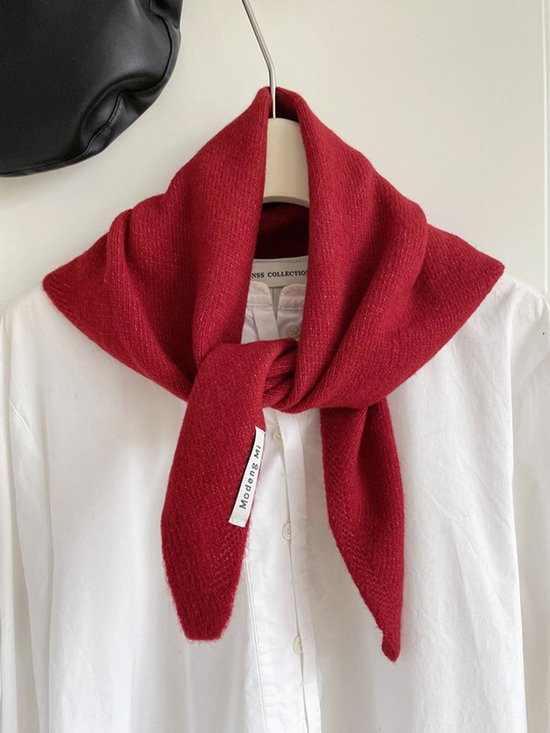 Triangular Knitted Scarf - Soft Acrylic Fabric - As a Scarf, Shawl or Blanket - In Solid Colors - Red
