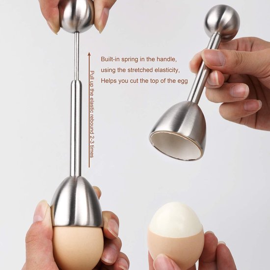 Egg Shell Cracker - Stainless Steel Manual Cutter for Perfect Cuts - Suitable for Soft- and Hard-Boiled Eggs