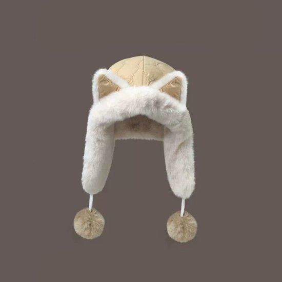 Fleece winter hat - Warm hat with thickened ear flaps - Soft, comfortable and frost-resistant - Stylish winter accessory - Color: Khaki