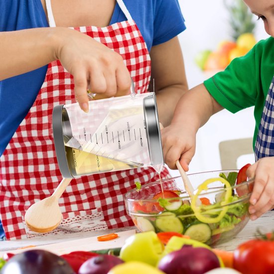 Oil Can - Leak-Proof Oil Container - Oil Filter Can - Oil Container for Household Kitchen Use - Leak-Proof Oil Can with Mesh Filter - Glass Oil Filter Can