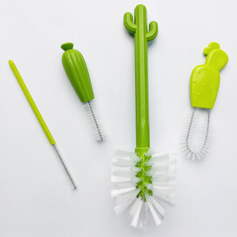 Bottle brush - bottle brush - cleaning brush - cactus shape - includes bottle brush, nipple brush, detail brush and straw brush - suitable for bottle drying rack