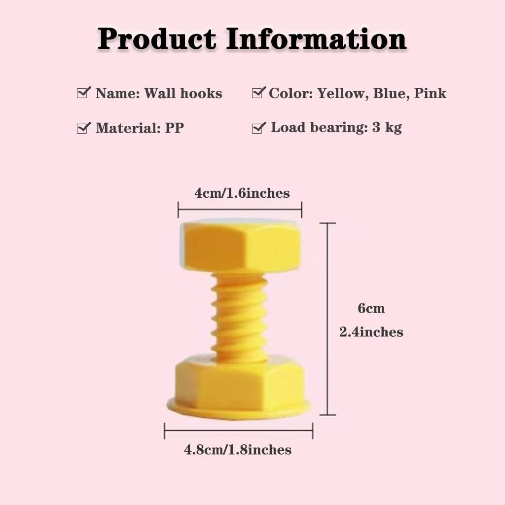 Self-adhesive nail - wall hooks - bag hooks - screw-shaped adhesive hooks - load capacity 3 kg - 3 pieces