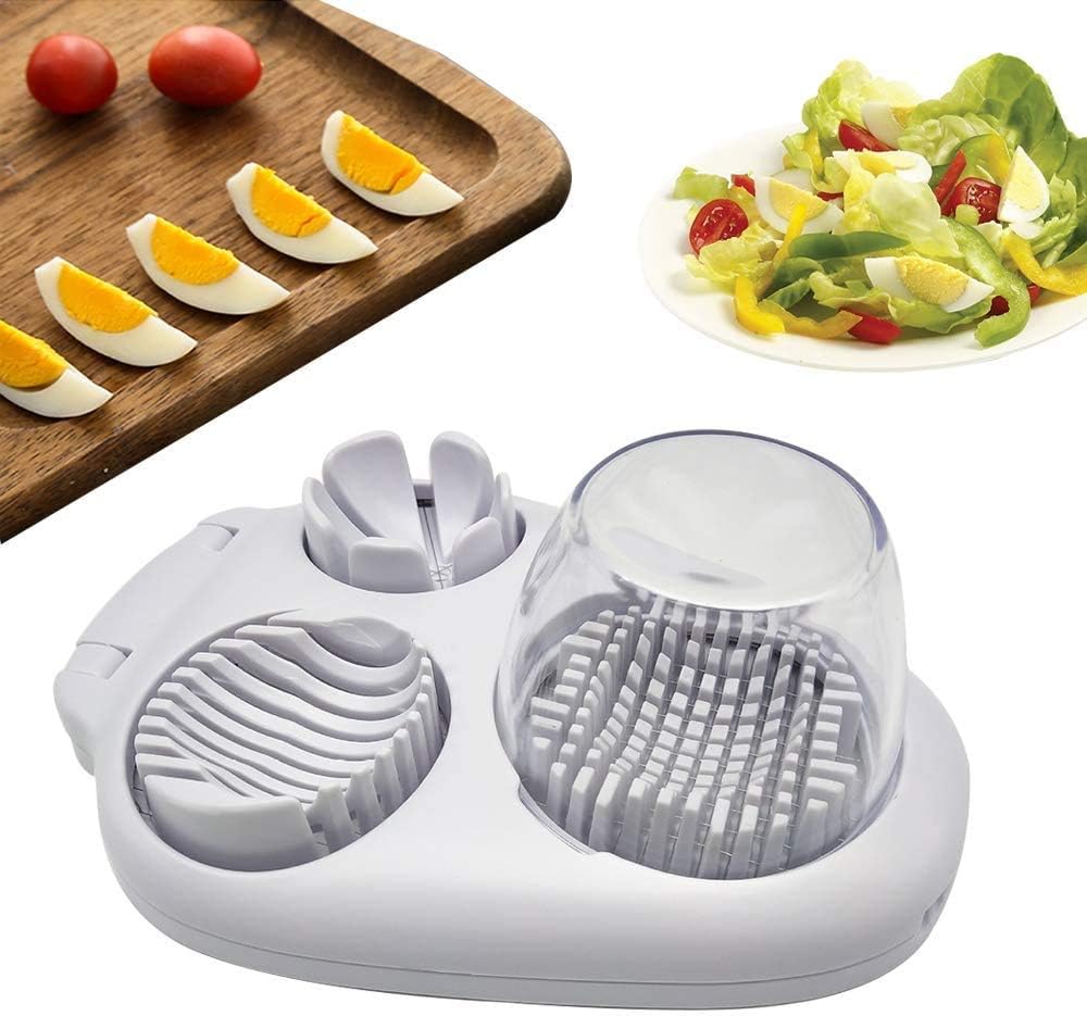 Egg Slicer - 3-in-1 Stainless Steel Slicer - For Eggs and Mushrooms - Precision Cutting Tool - Kitchen Aid