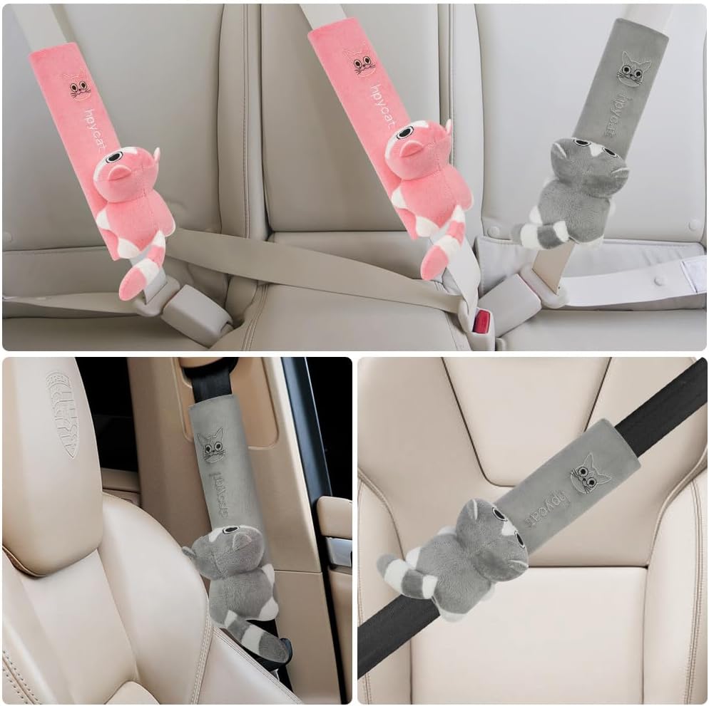Car Seat Belt Protectors - 2 Pieces Cartoon Design - For Children And Adults - Shoulder Protection