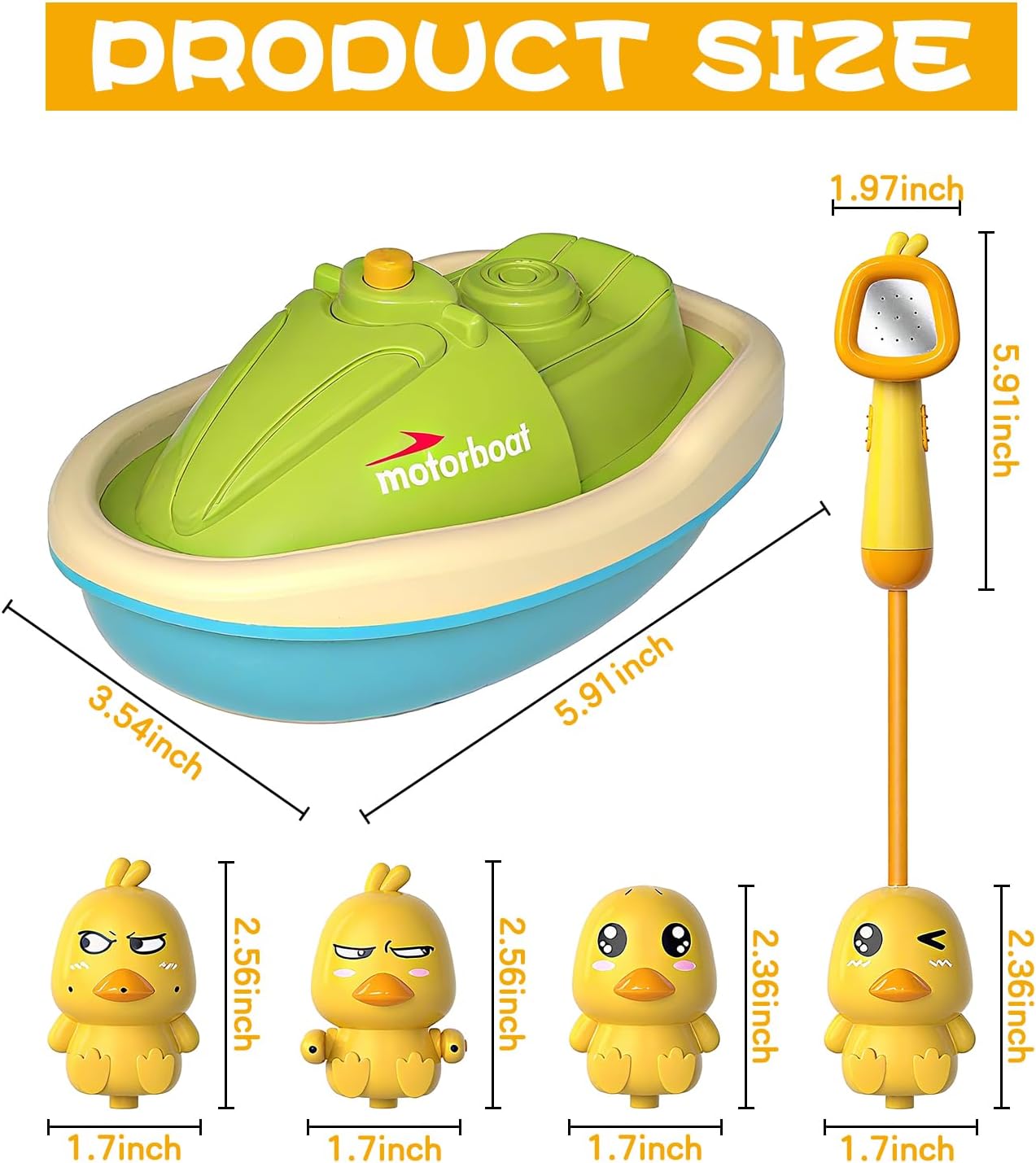 Shower Toys - Baby Bath Toys - Baby Toys - Detachable Duck Shower Head with Hand Pump - BPA Free - Gentle Hair Rinse & Sensory Water Fun - With 3 Ducks - Suction Cup Base - For Newborns, Babies & Toddlers