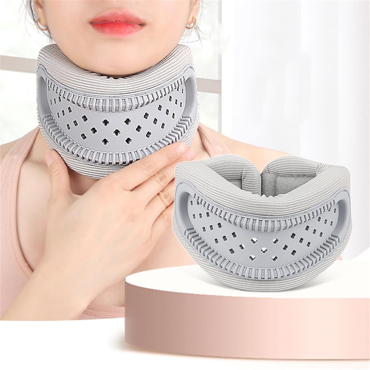 Neck Brace - Neck Pain - Neck Brace for Pain Relief and Support, Soft Adjustable Cervical Collar, Neck Traction Device, Neck Protectors for Spinal Stability and Alignment, Neck Pressure Relief for Men and Women - Gray