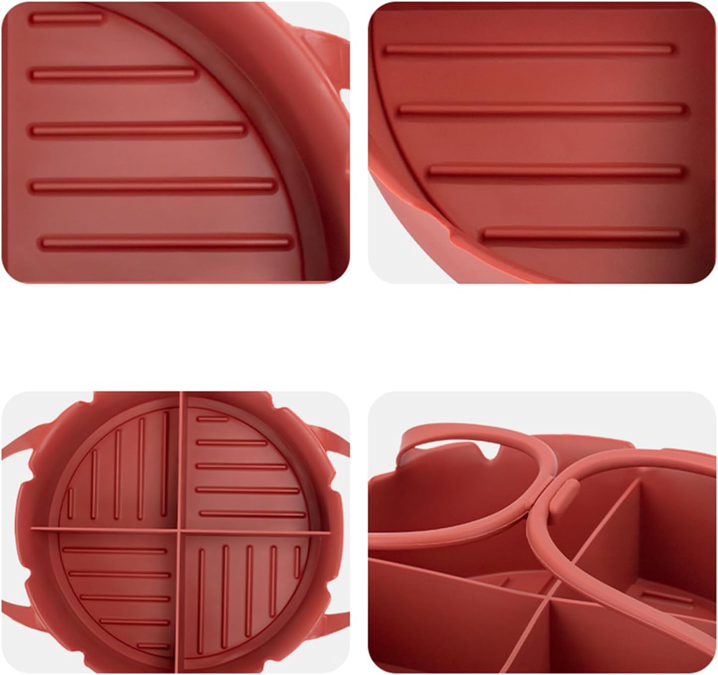 Airfryer Accessories – Airfryer Baking Tray – Silicone Airfryer Basket Liner with Four-Compartment Divider – Oven Safe Grilling Mats – Silicone Airfryer Bowl for Baking & Cooking – Gray – 1 Piece