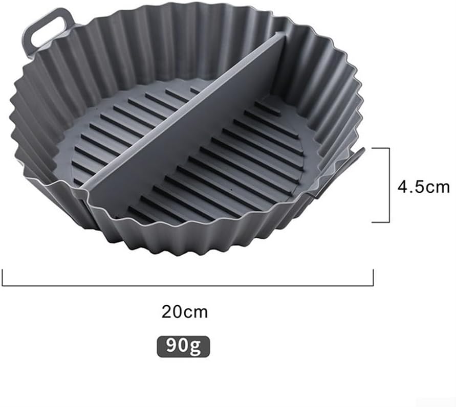Airfryer baking tray – Airfryer accessories – Round Silicone Baking Tray with Division – Non-Stick Heat Resistant Baking Pan for Oven & Airfryer – Suitable for Cakes, Cookies & Muffins – 20×20×4.5 cm – Off White and Gray – 2 pieces