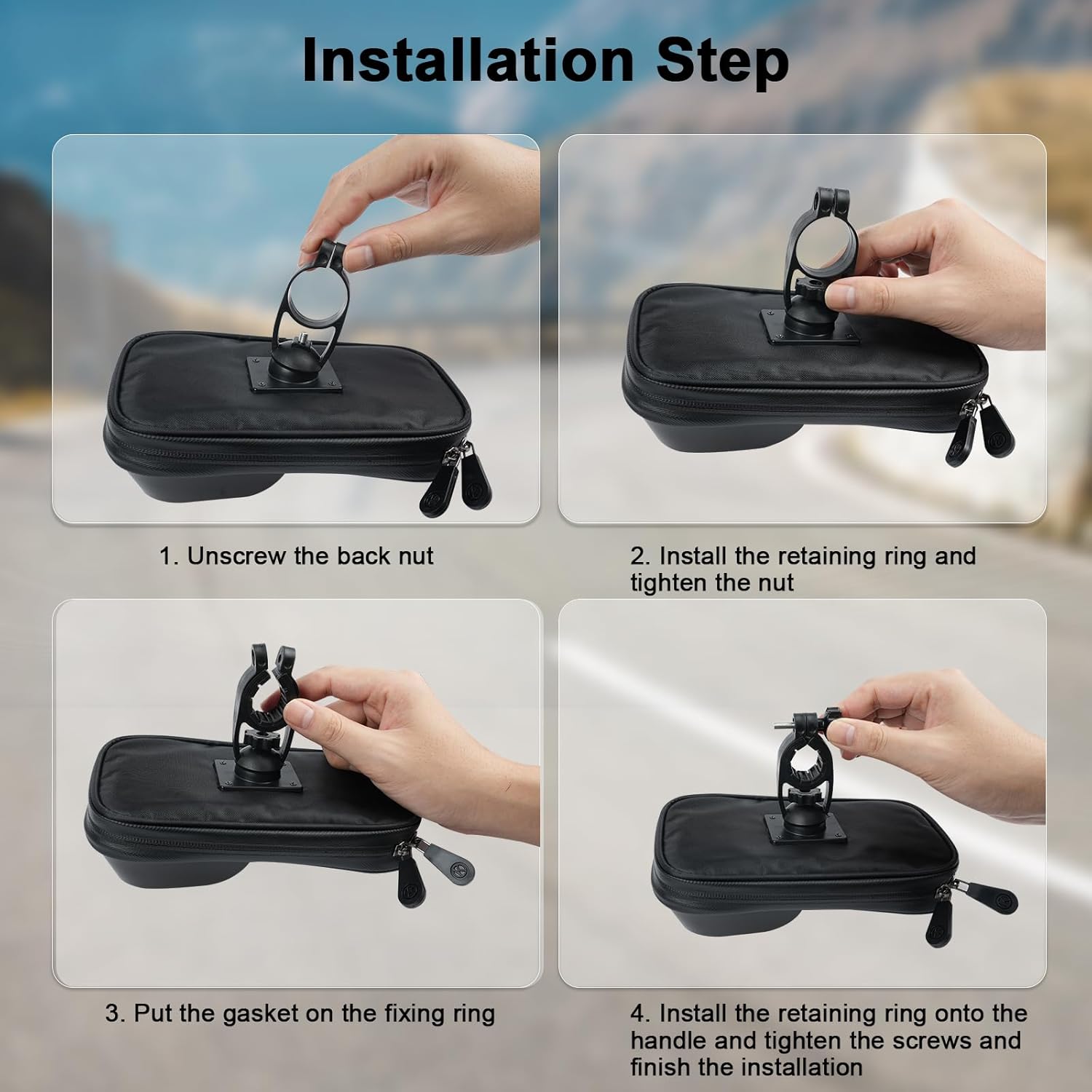 Waterproof Bike Phone Holder - Sensitive Touchscreen & Face ID - Universal Mobile Phone Holder for Motorcycle & Scooter - Black