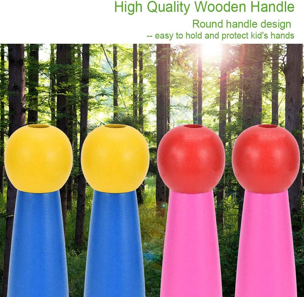 Adjustable Children's Skipping Rope (2 Pieces) - with Wooden Handle and Cotton Rope - 285 cm - For Boys & Girls - Fitness & Games