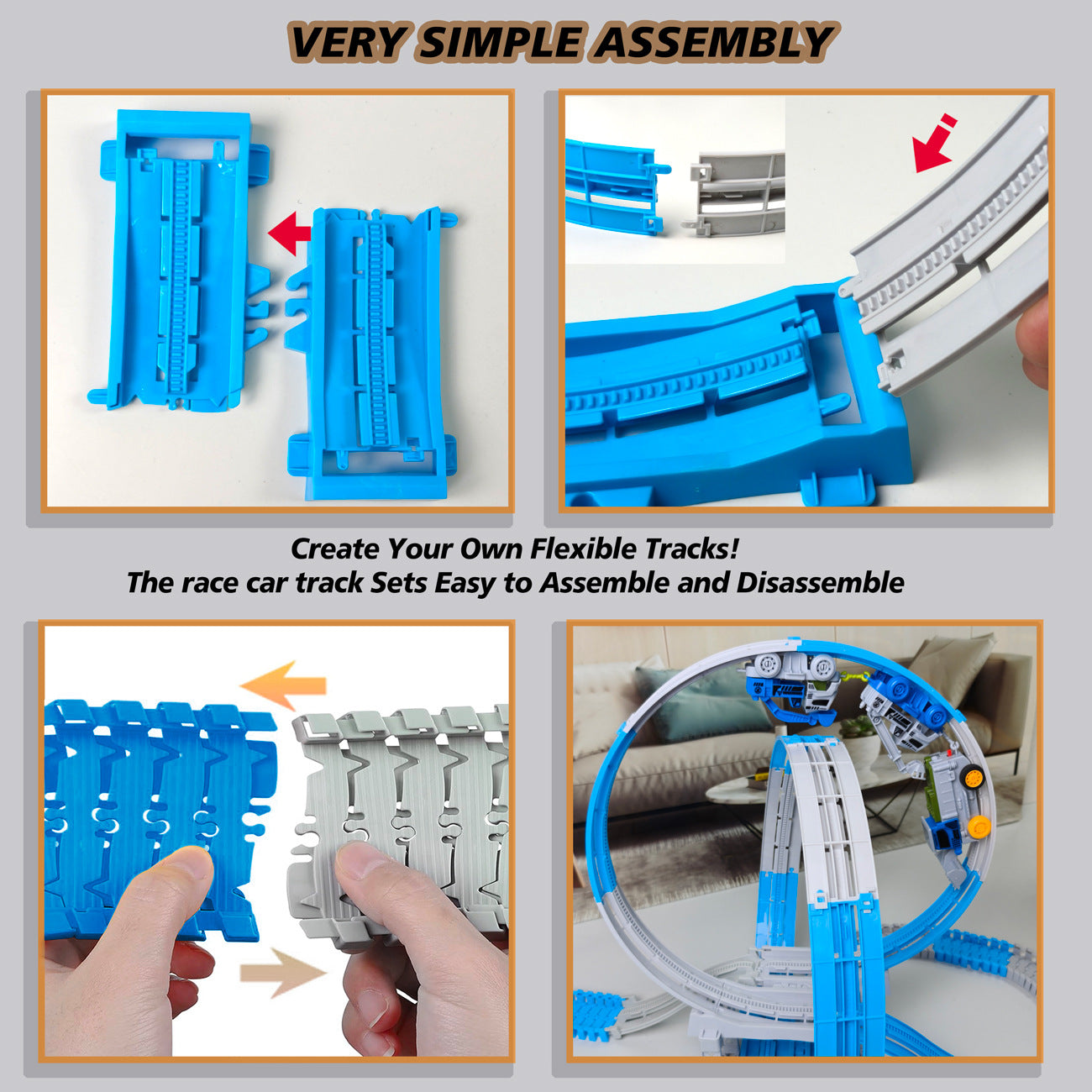 Race Track Building Kit - Anti-Gravity Engineering Track - With Excavator & Train - Creative Gift for Kids