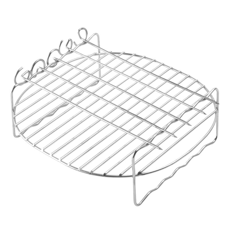 Airfryer Grill Rack with Skewers - Stainless Steel - Double-Layer Rack - Includes 3 Skewers - Accessories for Airfryer