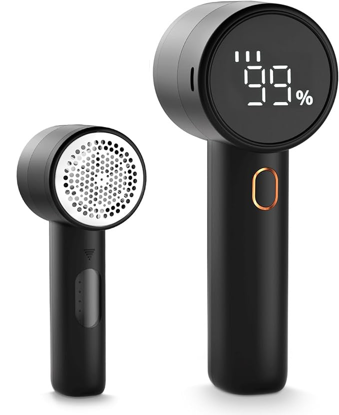 Electric lint remover - Rechargeable lint shaver - With LED display - 3 speeds - Sweater depiller - black