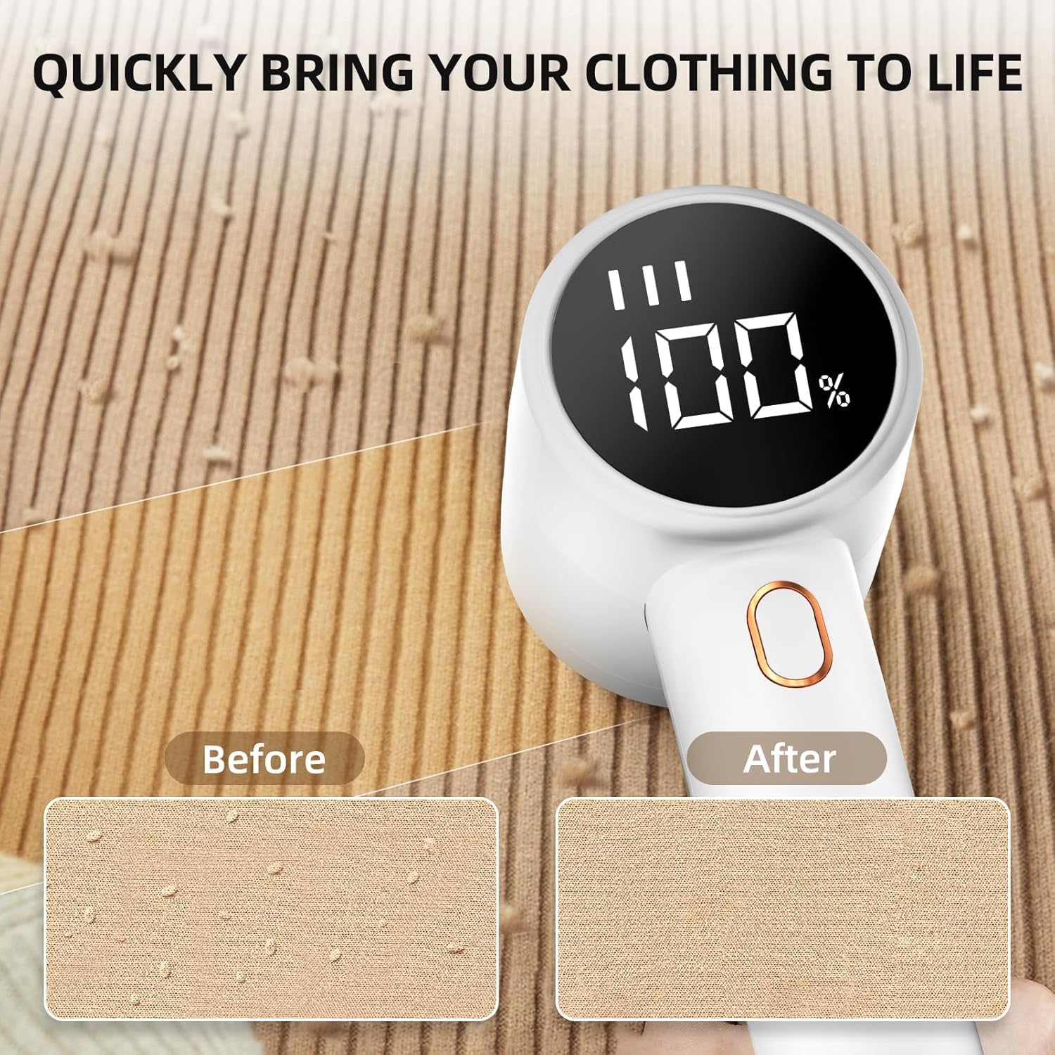 Electric lint remover - Rechargeable lint shaver - With LED display - 3 speeds - Sweater depiller - black