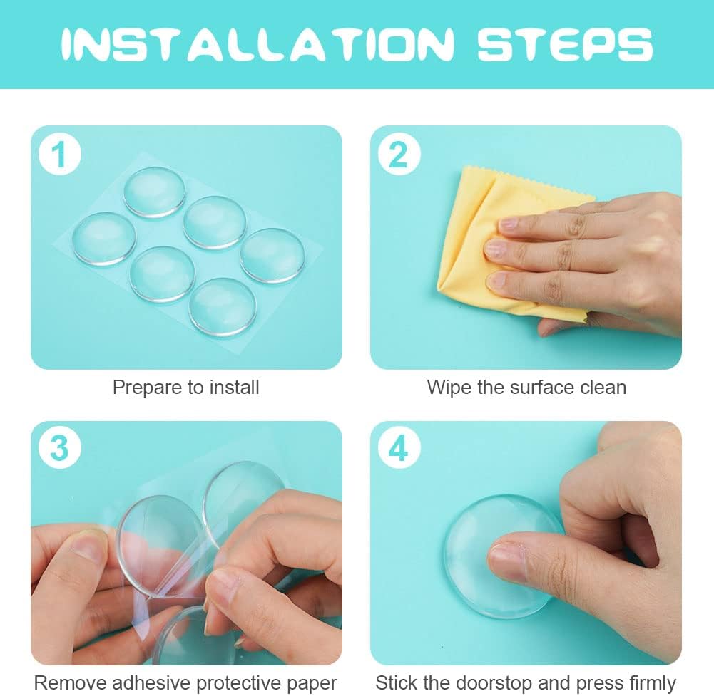 Door Stopper Wall Transparent - Set of 12 - Ø 4 cm - Self-adhesive Door Buffers - Wall Protection against Door Handles