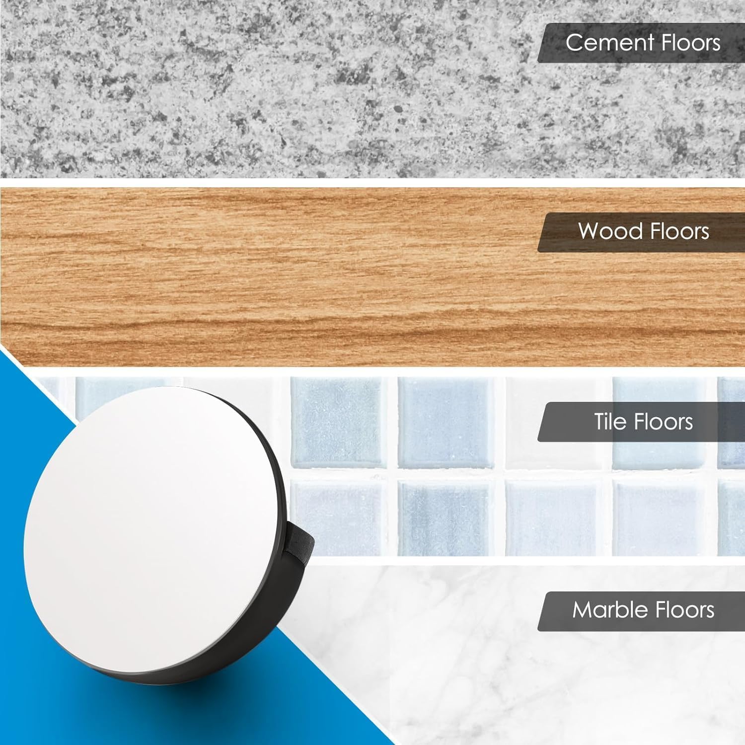 Door Stopper Floor Half Moon - Set of 2 - Black - Self-adhesive - No Drilling - Stainless Steel