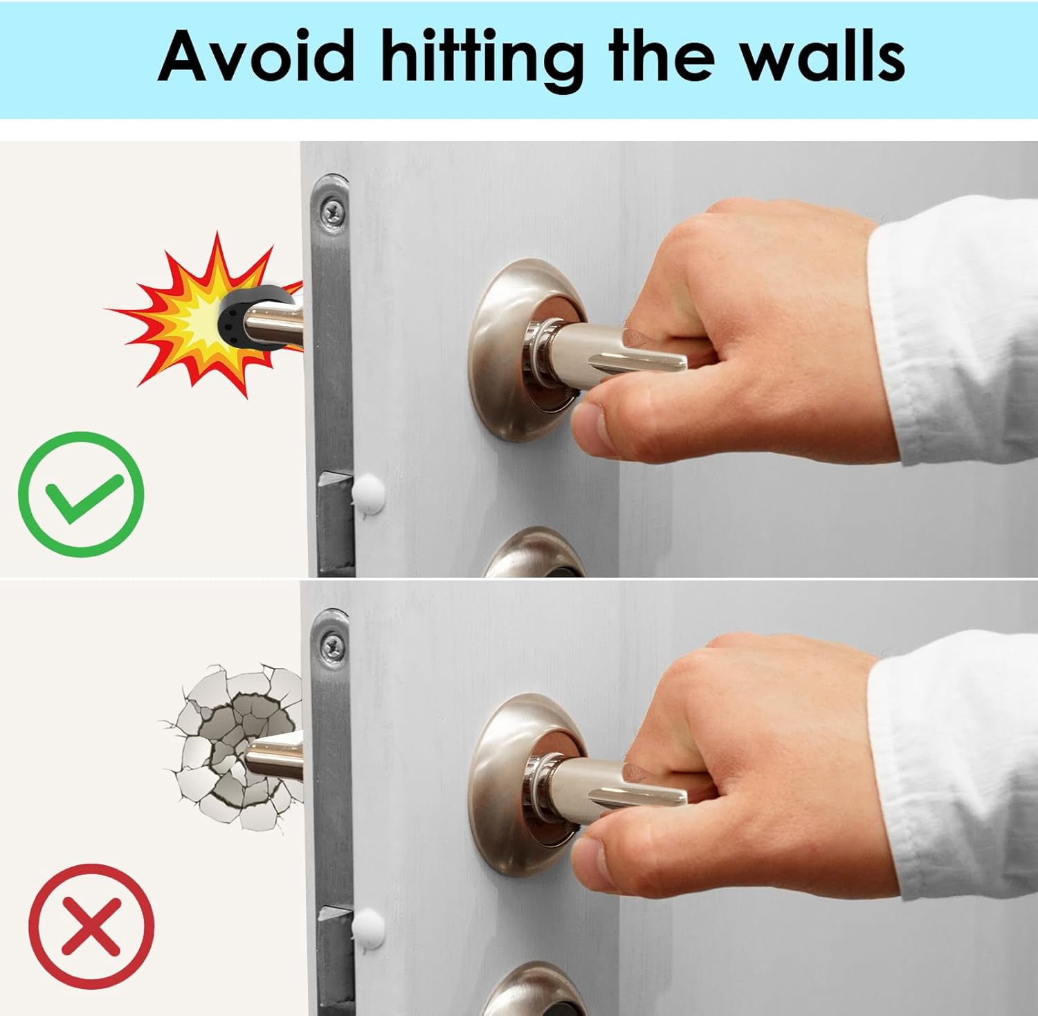 Door Handle Protectors Black - Set of 10 - Door Stopper for Handle - Wall Protection - PVC Bumpers