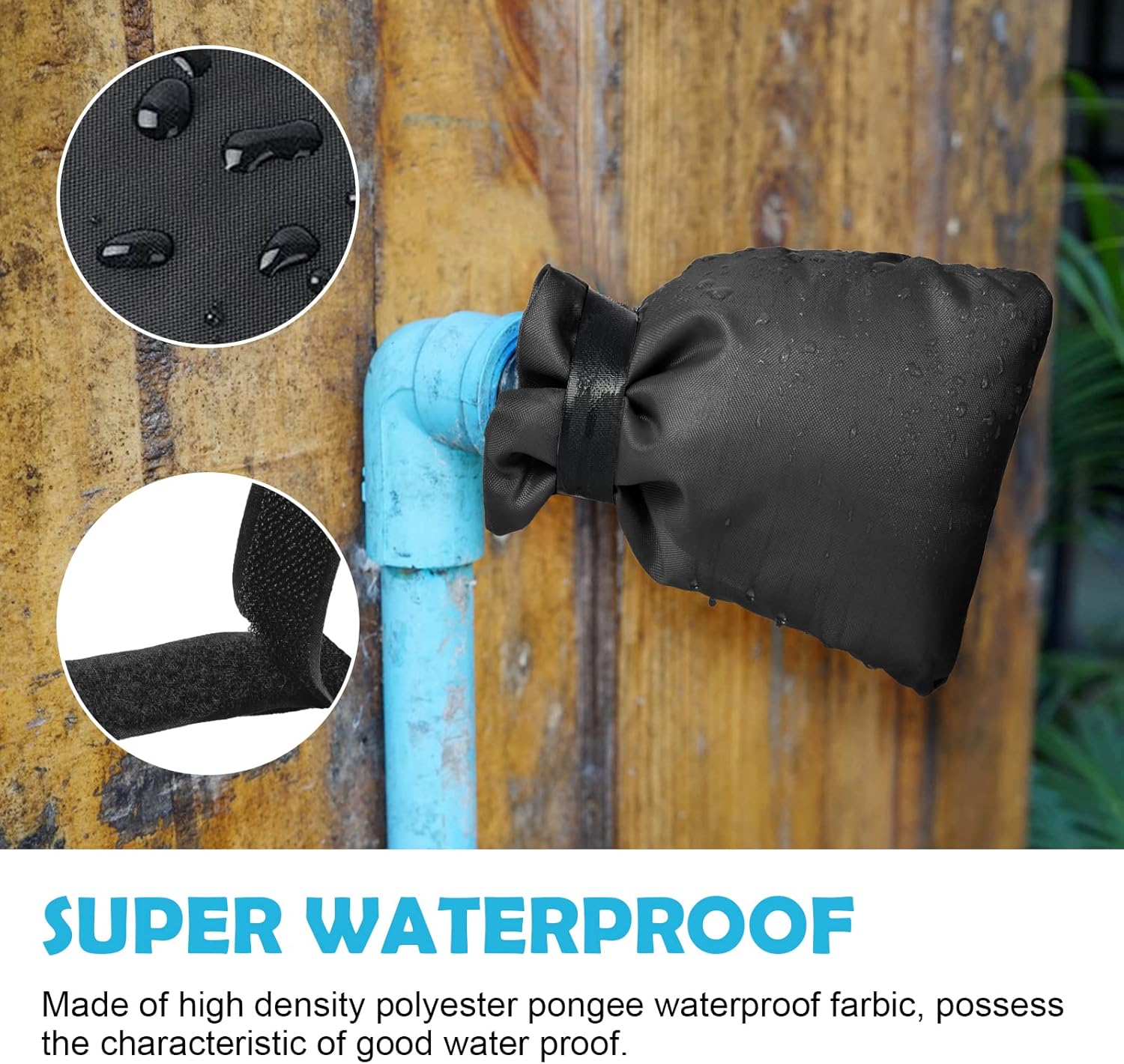 Outdoor tap covers set of 4 - thermal frost protection - waterproof tap protectors - black