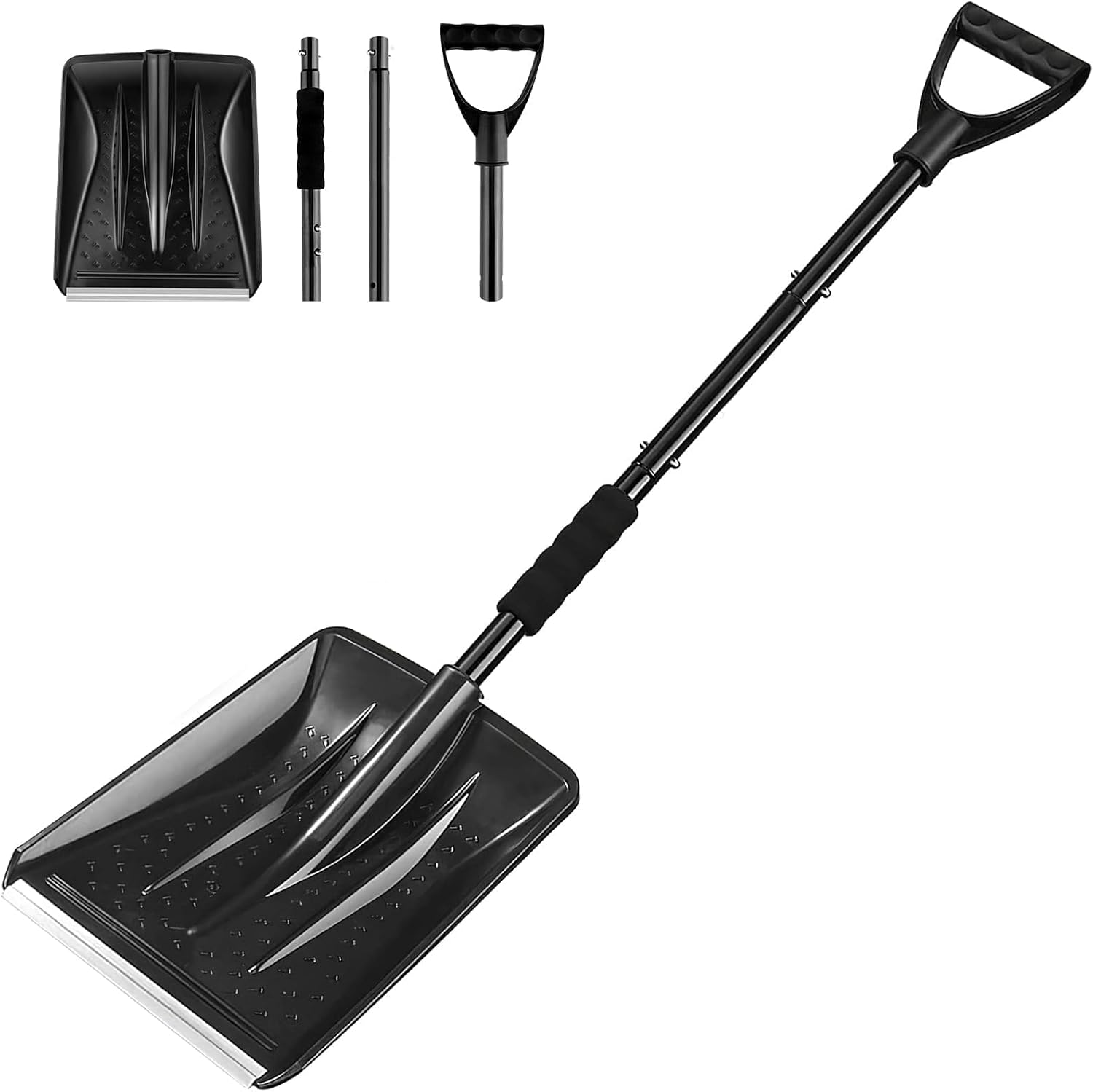 Snow Shovel - Lightweight & Portable - Snow Plow for Car, Driveway & Camping - Black