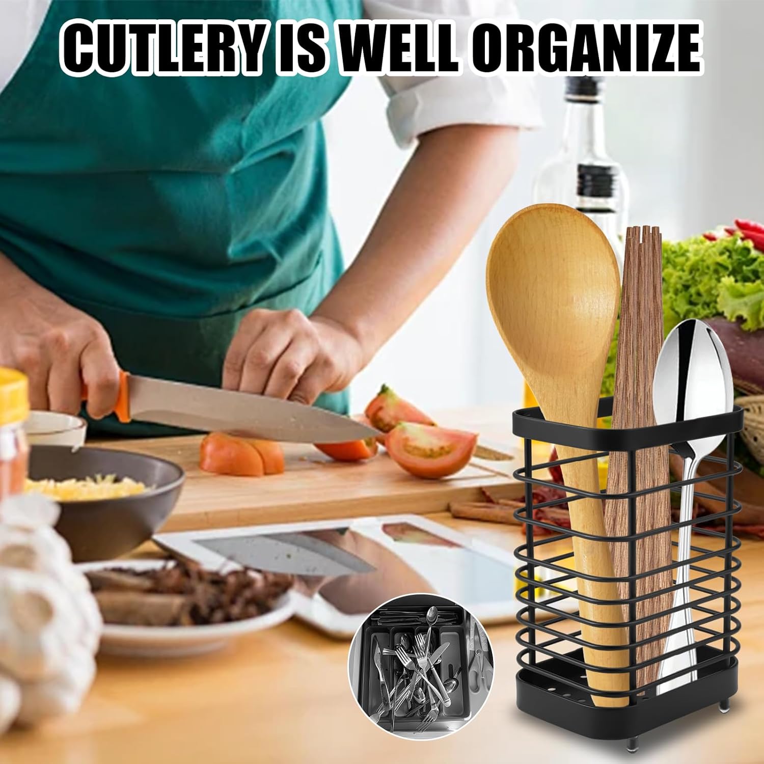 Kitchen utensil storage, cutlery basket stainless steel kitchen utensil holder stainless steel for worktop kitchen utensil holder cutlery holder worktop cutlery basket for kitchen utensils